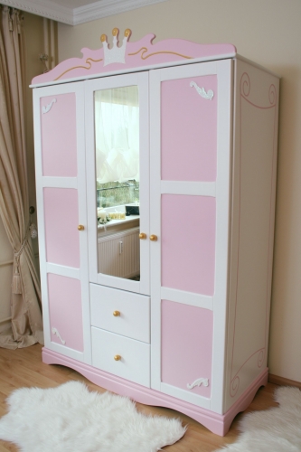 Kleiderschrank rosa-wei Kutsche 3 T