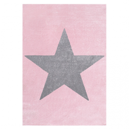 Kinderteppich Stern rosa-grau