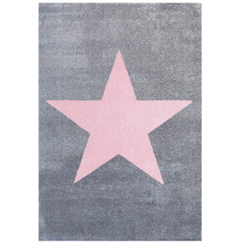 Kinderteppich Stern grau-rosa