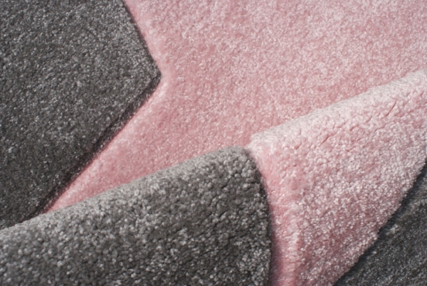 Kinderteppich Stern grau-rosa