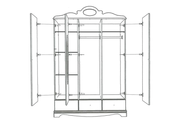 Kleiderschrank 3 trg. weiß Kristallserie 3