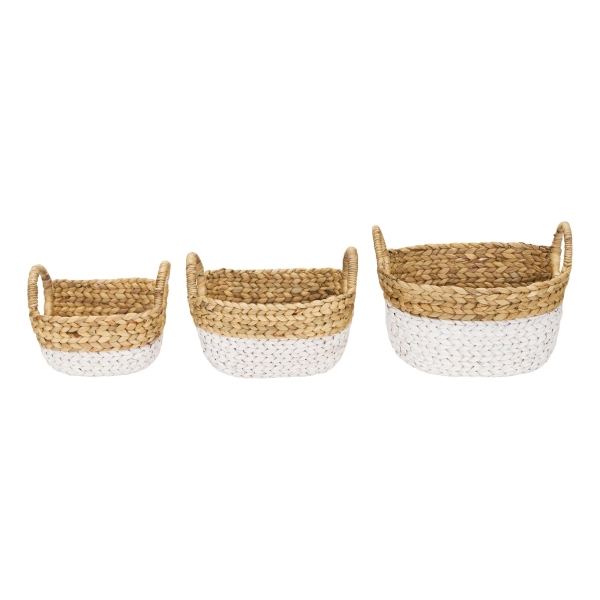 Wasserhyazinthe Korb 3er Set weiß-natur