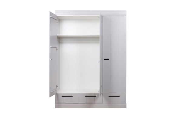 WOOOD Schrank Connect Betongrau 3 türig