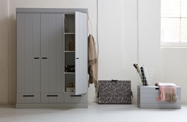 WOOOD Schrank Connect Betongrau 3 türig