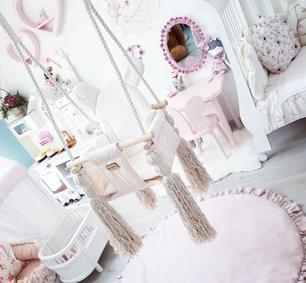 Zwillingsschaukel mit Quasten puderrosa