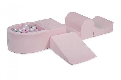 Schaumstoffbausteine rosa mit Mini-Bällebad