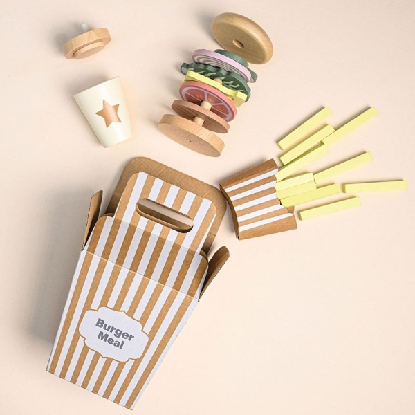 Holz Hamburger Set mit Pommes Holz Hamburger Set mit Pommes