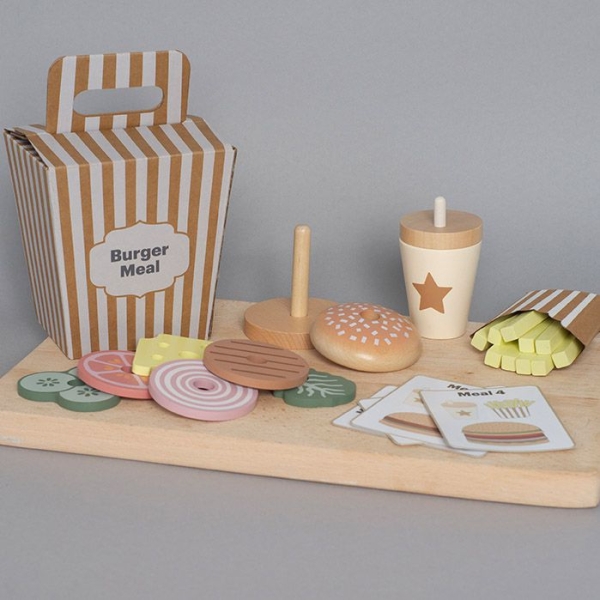 Holz Hamburger Set mit Pommes Holz Hamburger Set mit Pommes