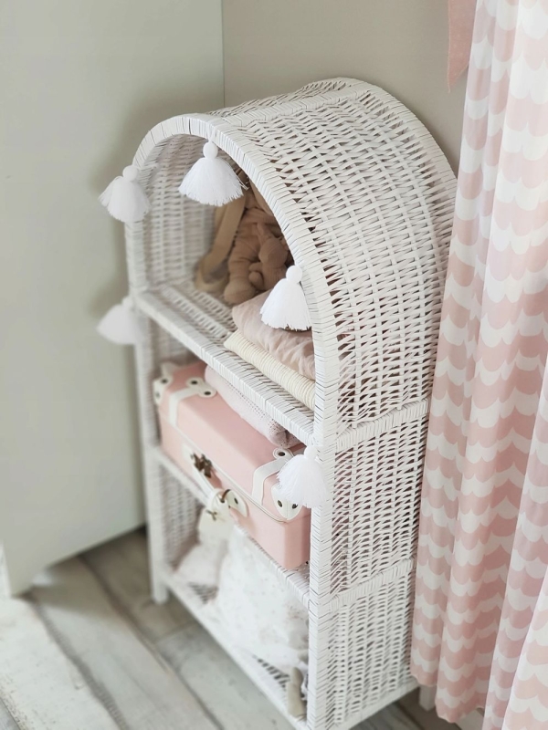 Standregal Rattan weiß