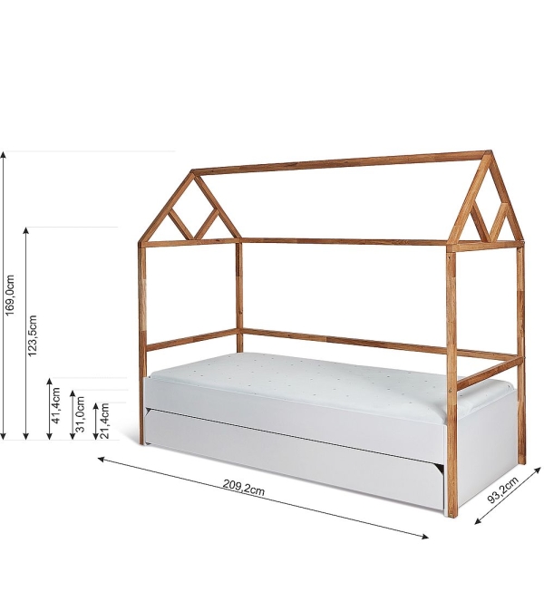 Hausbett Lotta 90x200cm natur-weiß inkl. Schublade Hausbett Lotta 90x200cm natur-weiß inkl. Schublade