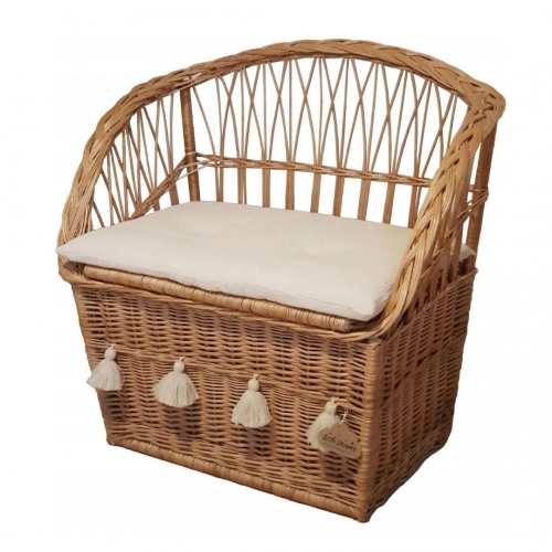 Rattan Kindersessel natur mit Truhe