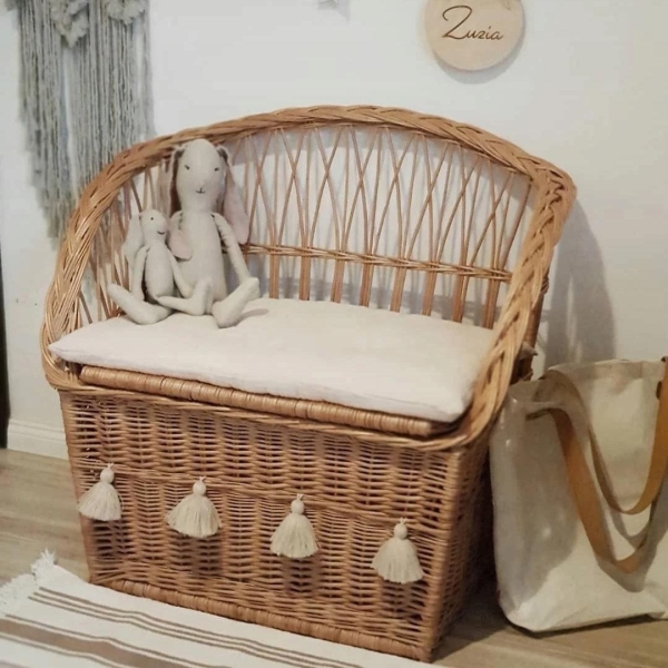 Rattan Kindersessel natur mit Truhe