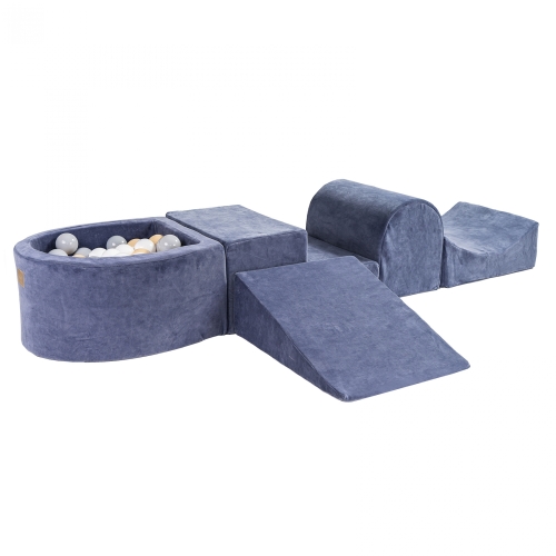 Schaumstoffbausteine blau-grau mit Mini-Bällebad