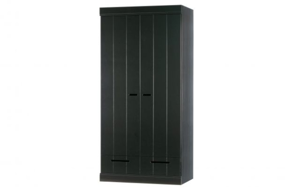 WOOOD Schrank Connect schwarz 2 türig mit Schubladen