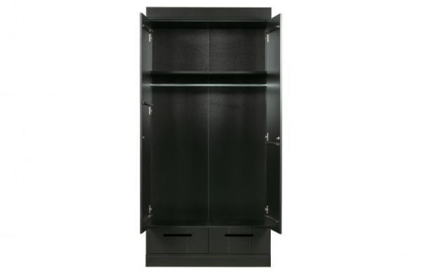 WOOOD Schrank Connect schwarz 2 türig mit Schubladen