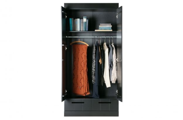 WOOOD Schrank Connect schwarz 2 türig mit Schubladen