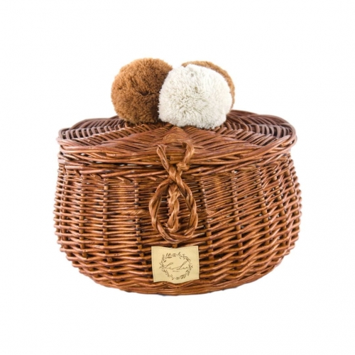 Rattan Flechtkorb mit Deckel natur