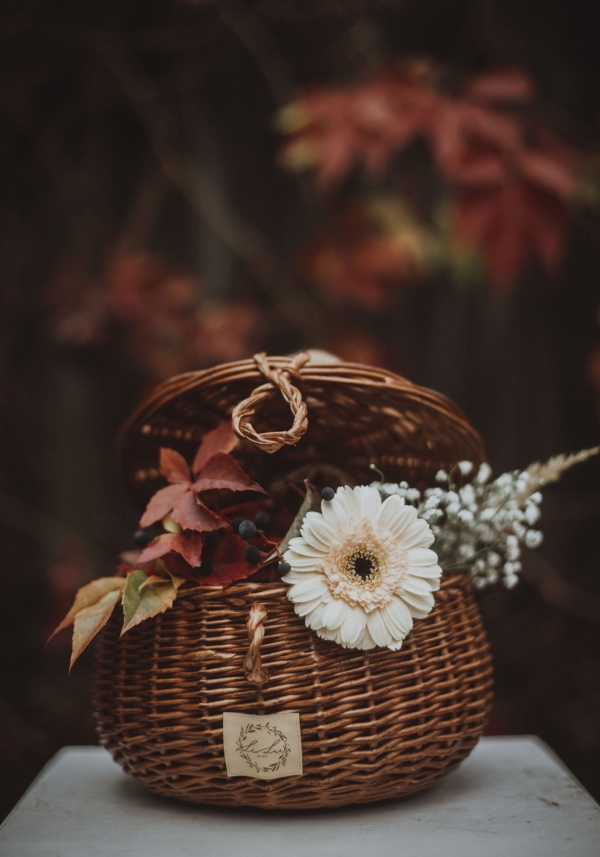 Rattan Flechtkorb mit Deckel natur