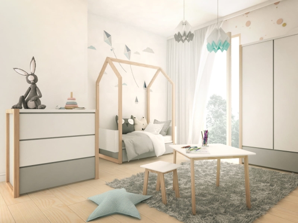 Babybett Haus Pinette 70x140 umbaubar zu 70x160