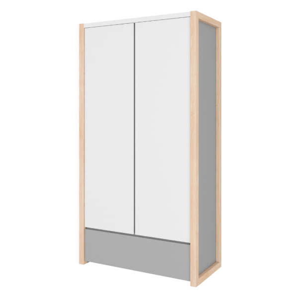 Schrank Pinette 2-türig weiß-grau-natur
