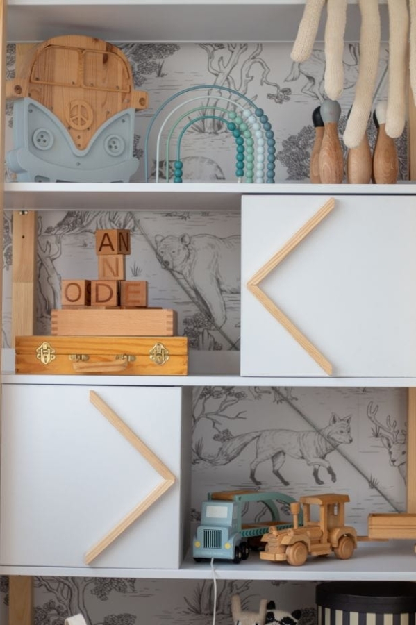 Bücherregal Pinette weiß-grau-natur