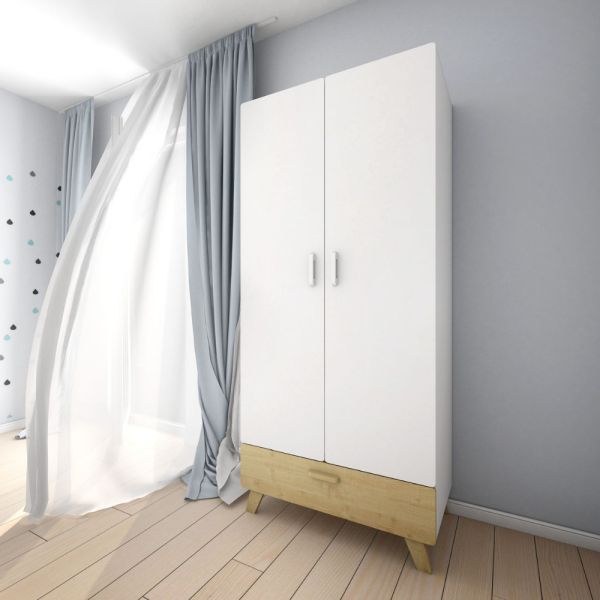 Schrank Hoppa 2-türig weiß-natur