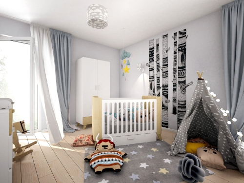 multifunktionales /mitwachsendes Babybett Hoppa weiß-natur