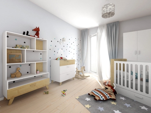 multifunktionales /mitwachsendes Babybett Hoppa weiß-natur