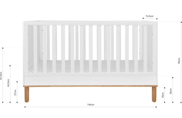 Babybett Toteme botanic weiß 70x140