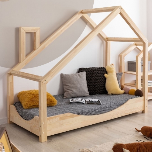 Kinderbett Haus Holz Luna Modell E