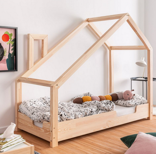 Kinderbett Haus Holz Luna Modell C