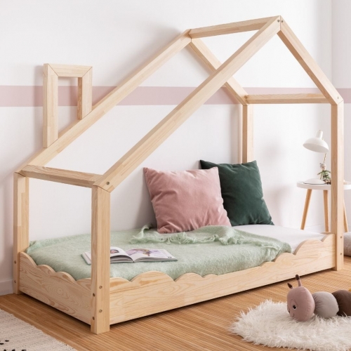 Kinderbett Haus Holz Luna Modell D