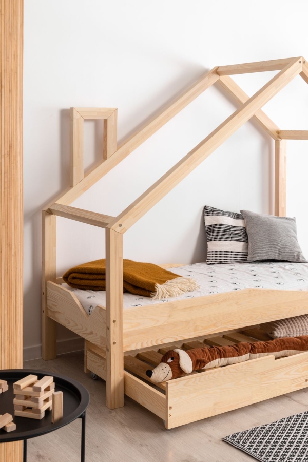 Kinderbett Haus Holz Luna Modell A