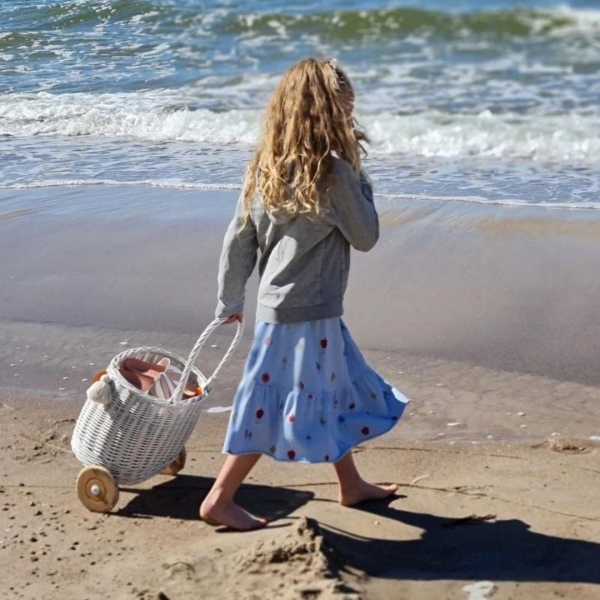 Rattan Korb zum Ziehen weiß