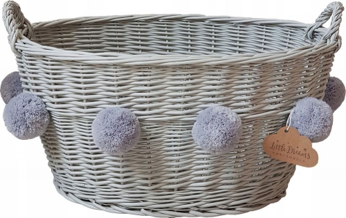 Rattan Aufbewahrungskorb oval grau