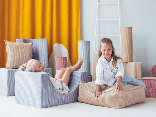Schaumstoffbausteine Spielset Regenbogen blau