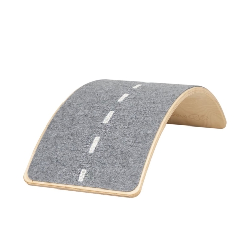 Balance Board Holz mit Filz grau Straße