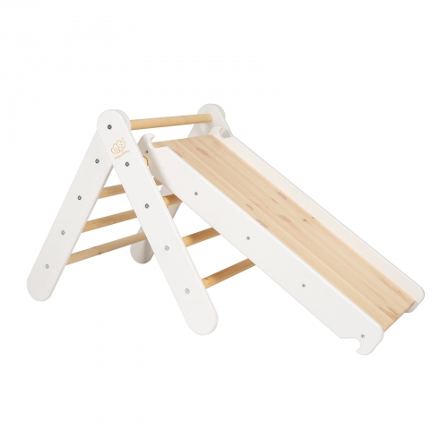 Kletterdreieck + Rutsche-Kletterwand Set Holz wei