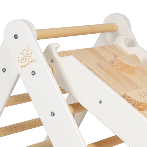 Kletterdreieck + Rutsche-Kletterwand Set Holz weiß