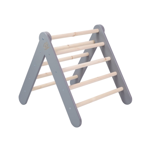 Kletterdreieck + Rutsche-Kletterwand Set Holz grau
