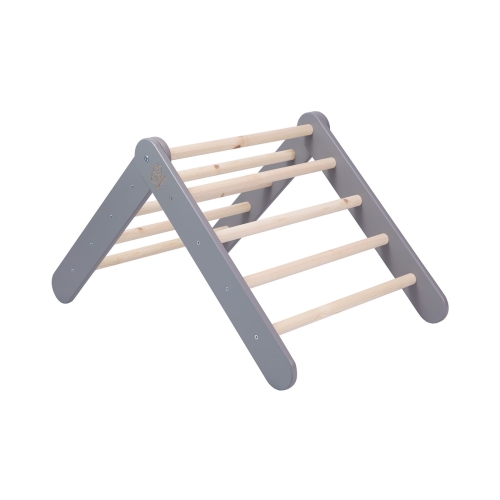 Kletterdreieck + Rutsche-Kletterwand Set Holz grau