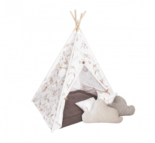 Tipi Boho beige inkl. Spielmatte und 4 Kissen