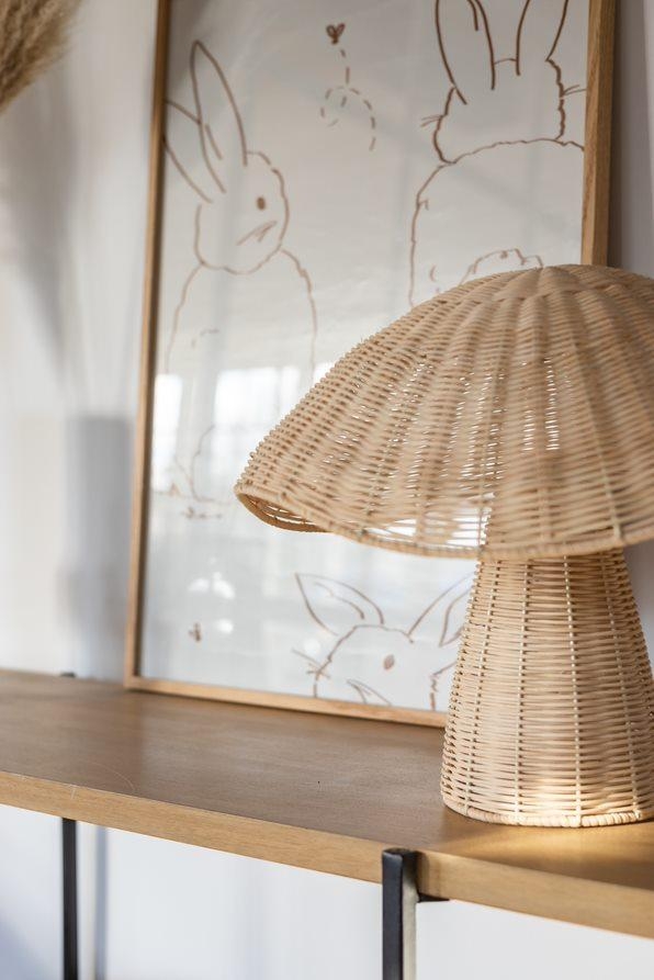 Kidsdepot Tischlampe Pilz Boletus Rattan natur