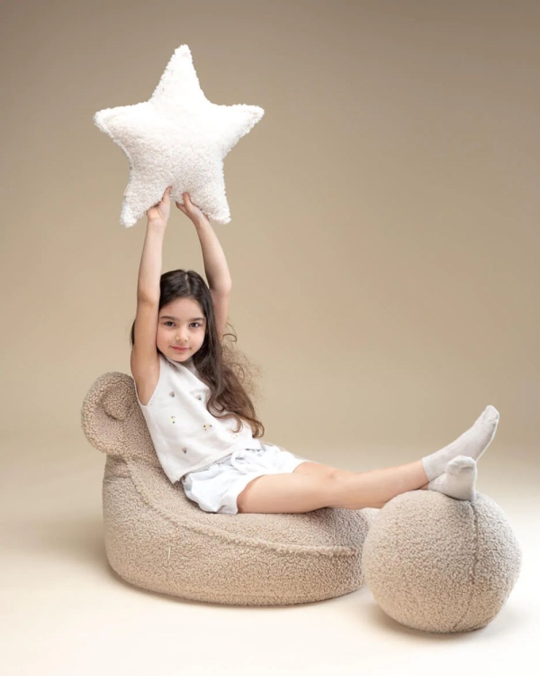 Wigiwama Sitzsack Bär Boucle Teddy Biscuit beige