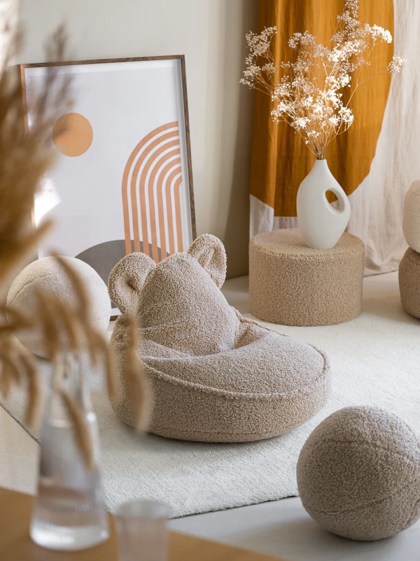 Wigiwama Sitzsack Bär Boucle Teddy Biscuit beige