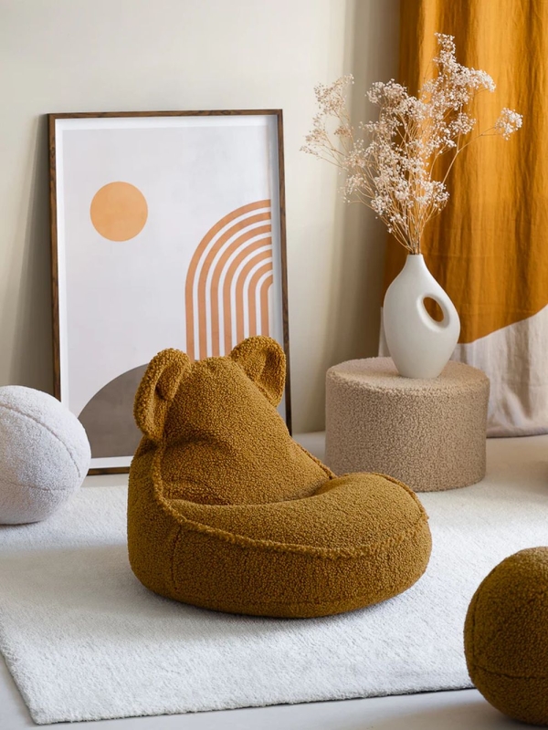 Wigiwama Sitzsack Bär Boucle Teddy Maple ocker