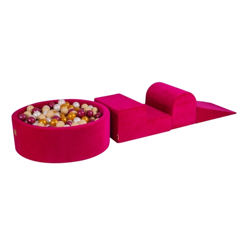 Schaumstoffbausteine + Bällebad + 200 Bälle magenta