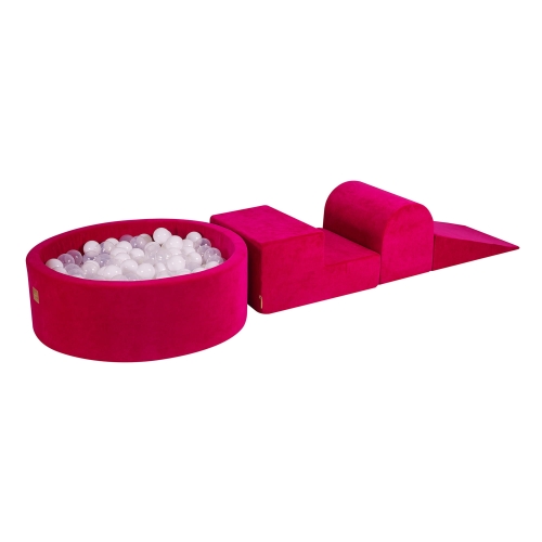 Schaumstoffbausteine + Bällebad + 200 Bälle magenta