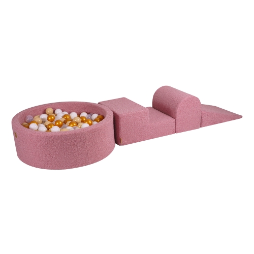 Schaumstoffbausteine + Bällebad + 200 Bälle Boucle rosa