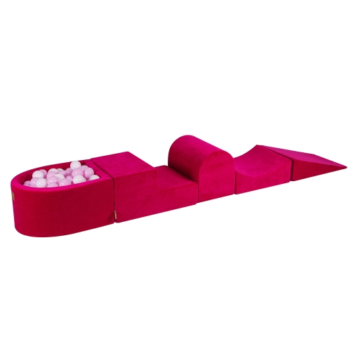 Schaumstoffbausteine magenta mit Mini-Bällebad